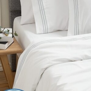 Juego de sábanas lisas con embozo con triple festón bordado king size