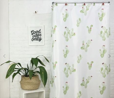 Cortina de Baño Teflón Estampada Flower cactus