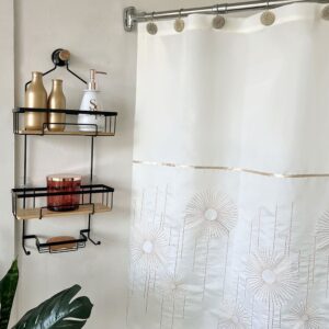 Cortina de Baño chenille bordada luxery liguria natural