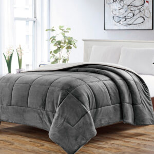 Acolchado Flannel con corderito LA BASTILLA Grafito 1 1/2 pl